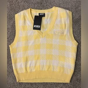 MINGA London Women's Yellow Gilet Vest Large NWT Academia Clueless‎ Y2K